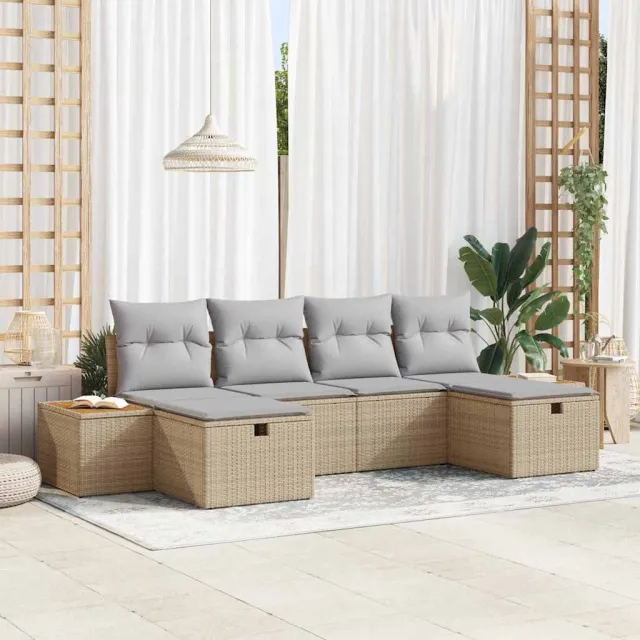 vidaXL Tuin Sofa Set 6 st Beige poly rattan, foto 2