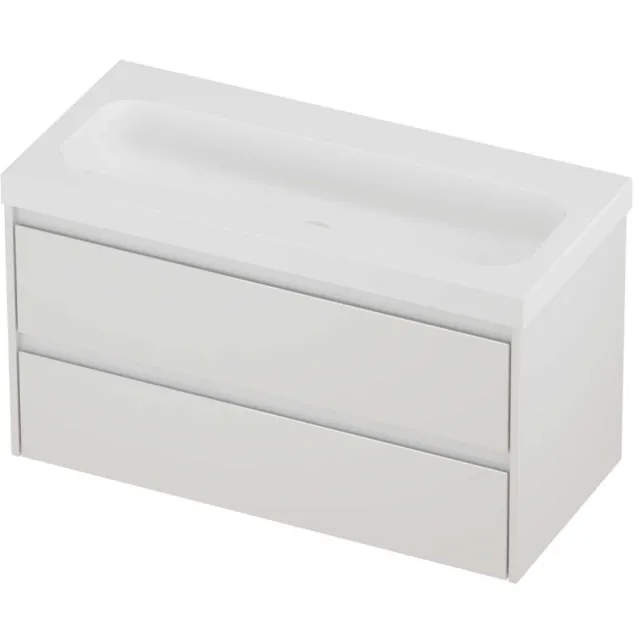 Proline Haga Badmeubelset Polystone Mezza 100x46x58 cm Mat White Glans Wit