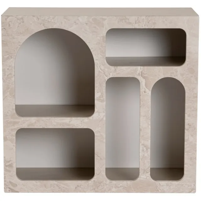 Vente-unique Sidetable met 5 nissen - Beige marmereffect - LUELA