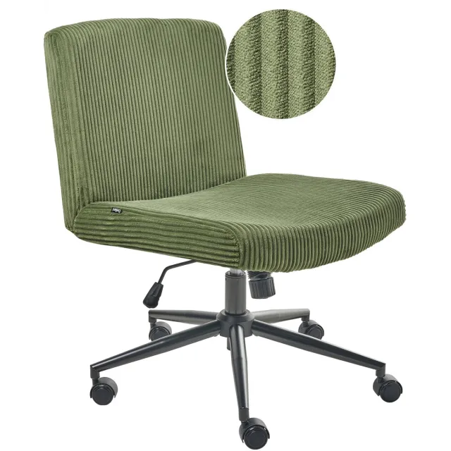 Beliani GEDDES - Bureaustoel - Groen - Corduroy