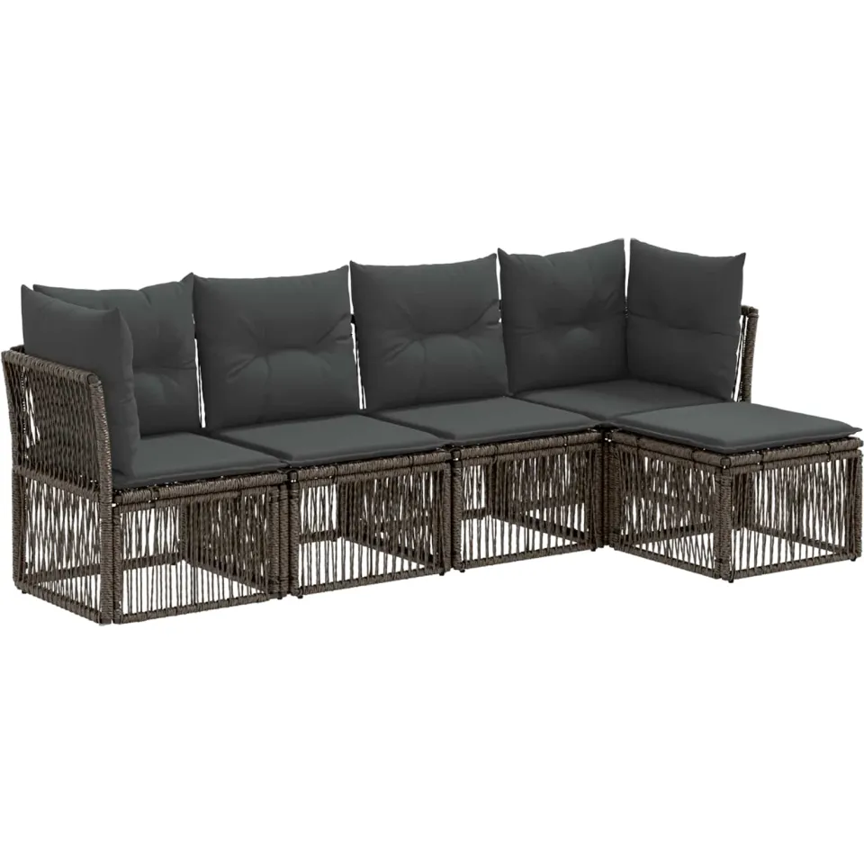 vidaXL Tuinbankenset 5 st Grijs poly rattan, foto 3