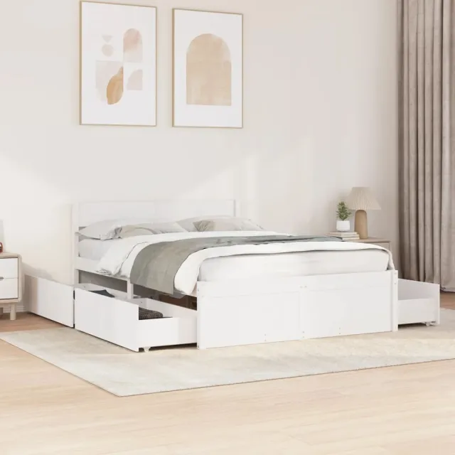 vidaXL Bedframe zonder matras massief grenenhout wit 120x200 cm