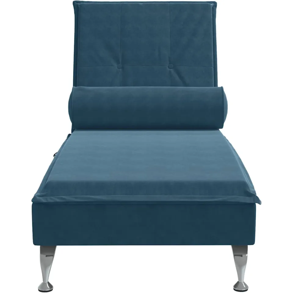 vidaXL Massage chaise longue met bolster fluweel blauw, foto 4