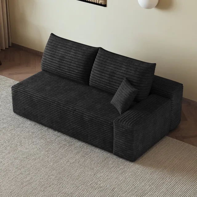 CHICFURN Hoekbank - Zonder montage - Chaise longue - Zwart