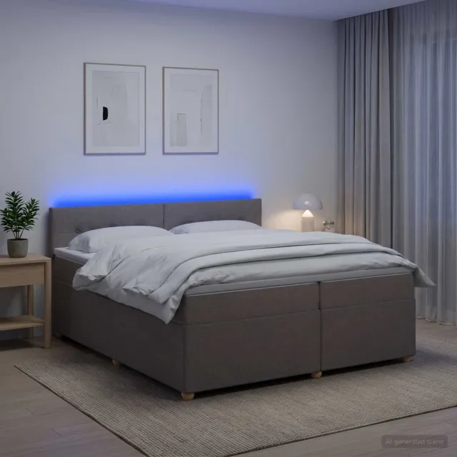 vidaXL Boxspringbed met matras met hoofdeinde Taupe 200 x 200 cm Stof