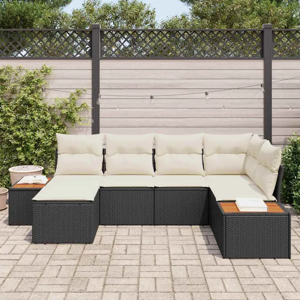 vidaXL Tuin Sofa Set 6 st Zwart poly rattan, foto 3