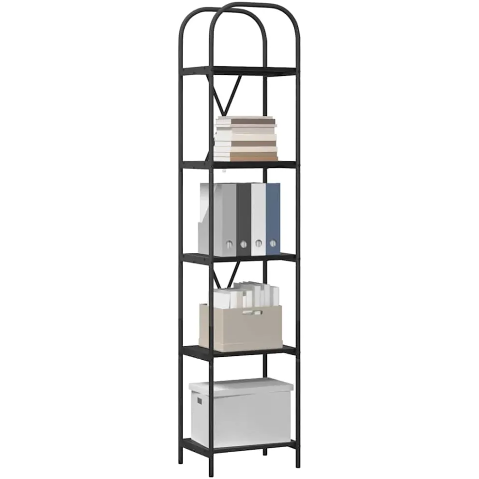 vidaXL Boekenkast 5-laags 40 x 30 x 183 cm Bewerkt hout Zwart Eiken