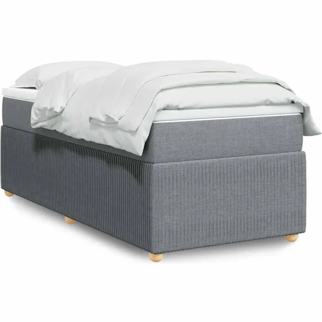 vidaXL Boxspring met matras stof lichtgrijs 100x200 cm grijs