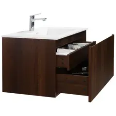 AquaVive - Praxis Eigen Merk Aquazuro Wastafelonderkast Napoli 90cm - Notelaar Houtlook - Met 2 Lades, foto 4