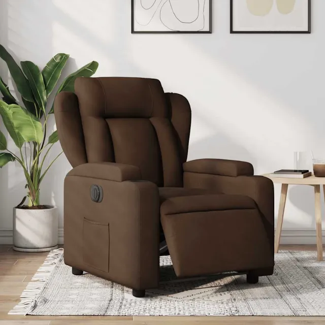 vidaXL Fauteuil verstelbaar elektrisch stof bruin