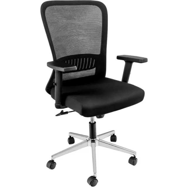 FURVERO Norma Serie - Bureaustoel - Met metalen onderstel - Verstelbare armleuningen - Ergonomisch ontwerp zwart