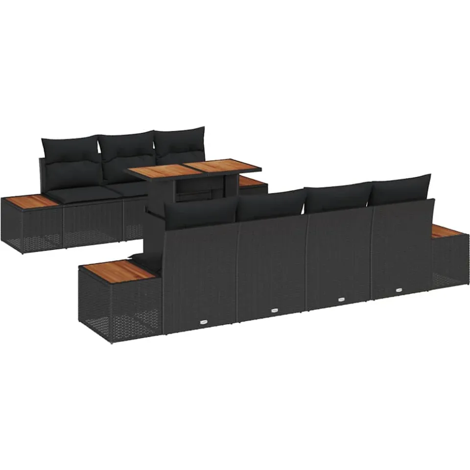 vidaXL Tuin Sofa Set 8 st Zwart Poly riet