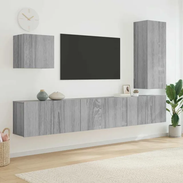 vidaXL 5-delige Tv-wandmeubelset grijs sonoma eikenkleurig, foto 2