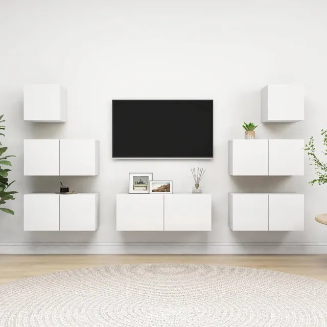 vidaXL 7-delige Tv-meubelset bewerkt hout wit, foto 2