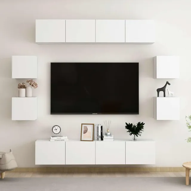 vidaXL 8-delige Tv-meubelset bewerkt hout wit, foto 2
