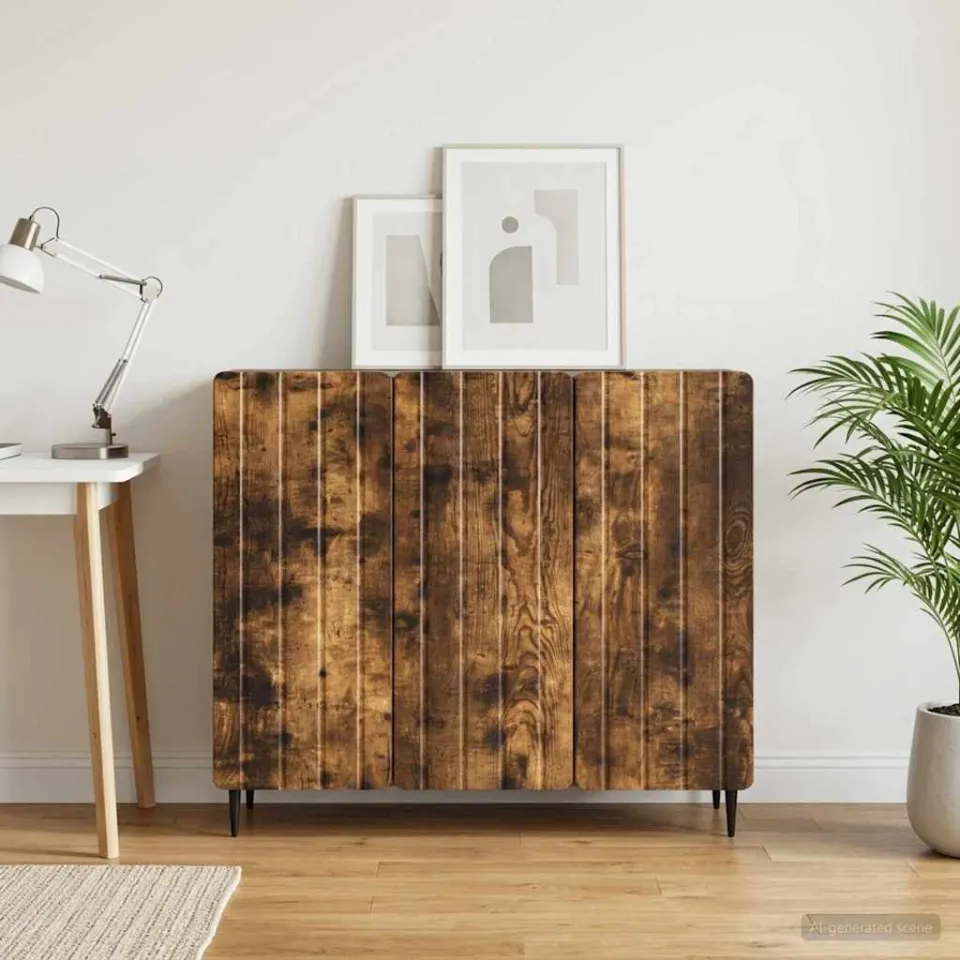 vidaXL Dressoir Gerookt eiken 89 x 34,5 x 82 cm Bewerkt hout, foto 3