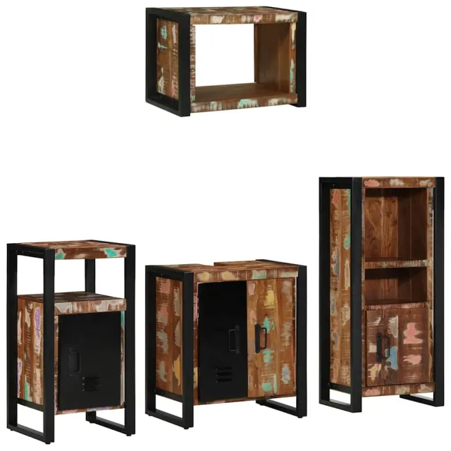 vidaXL Badkamermeubelset 4 st Multikleur en Zwart 55 x 35 x 60 cm Meerkleurig