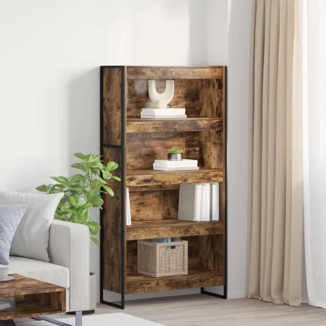vidaXL Boekenkast 80 x 30 x 155 cm Bewerkt hout Rook Eik bruin, foto 2