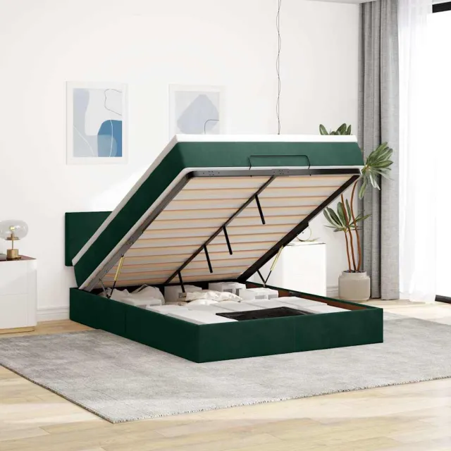 vidaXL Ottoman bed met matras 140x200cm fluweel donkergroen groen
