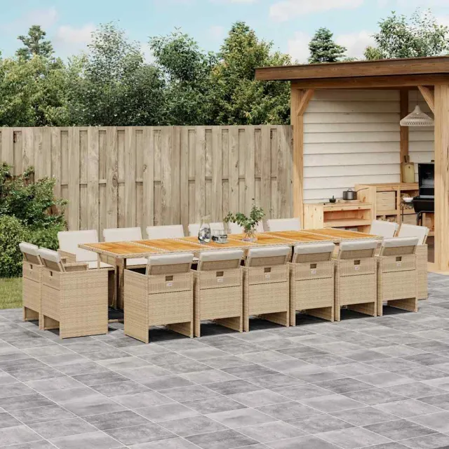 vidaXL 17-delige Tuinset met kussens poly rattan beige, foto 2