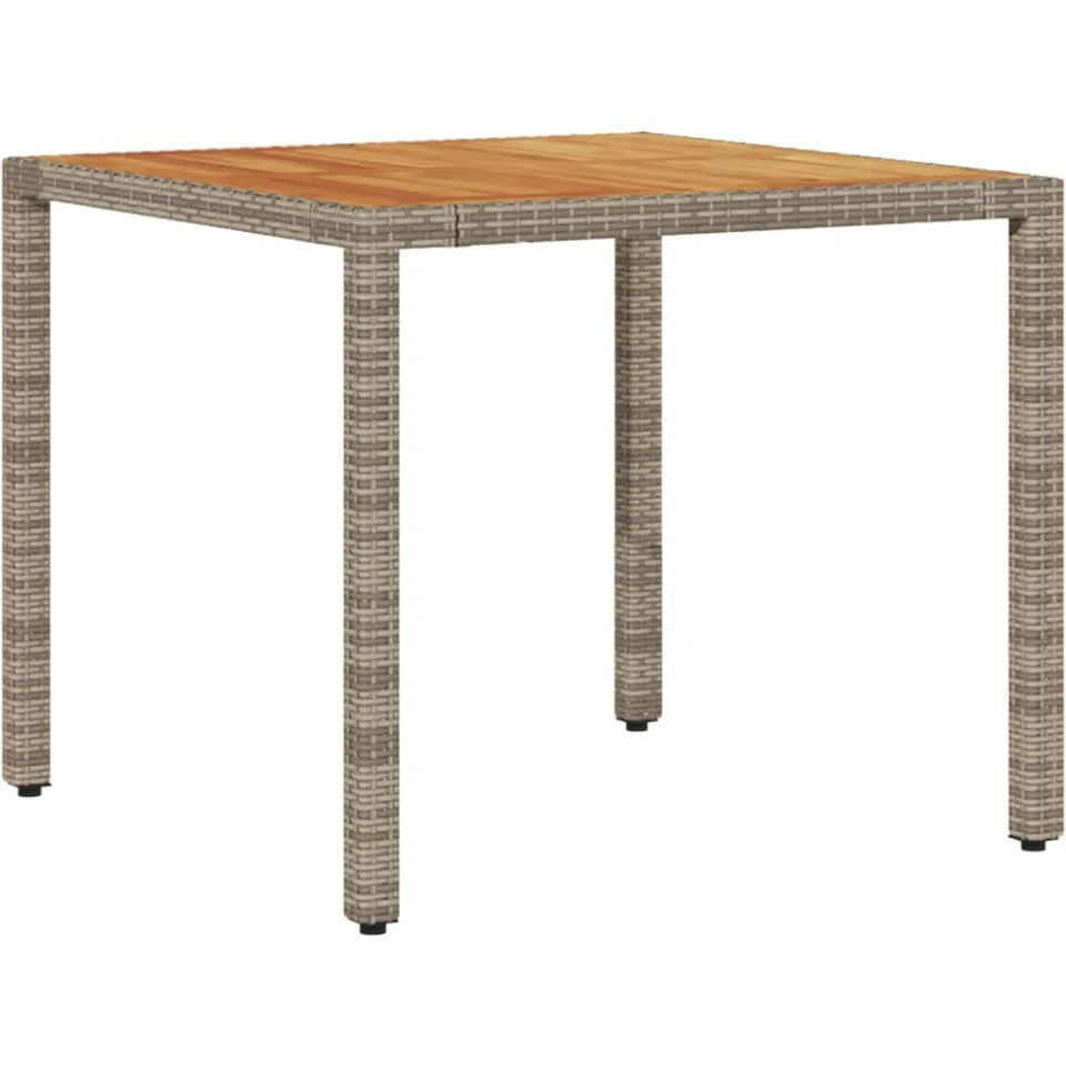 vidaXL 3-delige Tuinset met kussens poly rattan en acaciahout grijs, foto 4