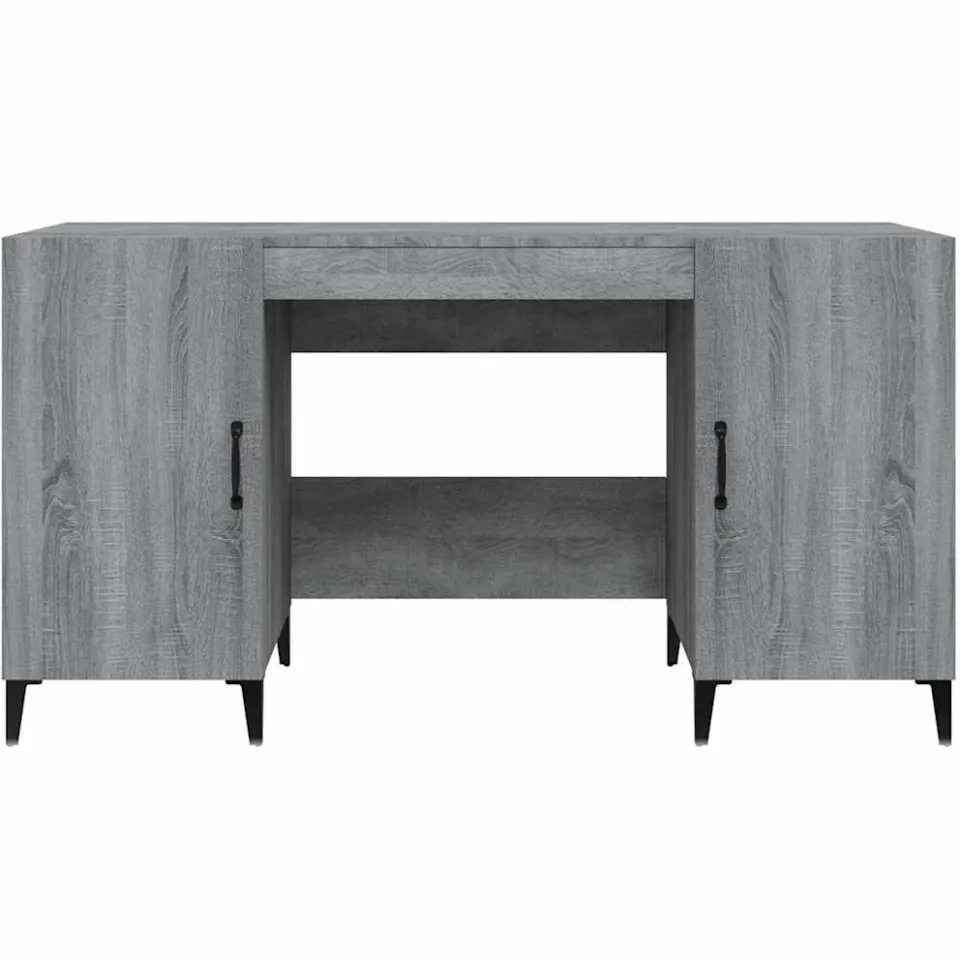 vidaXL Bureau 140x50x75 cm bewerkt hout grijs sonoma eikenkleurig, foto 4