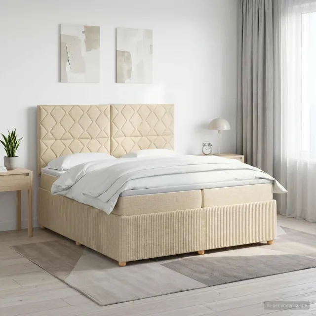 vidaXL Boxspringbed met matras Crèmekleurig 200 x 200 cm Stof