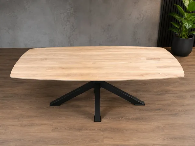 GM-staalatelier Deens Ovaal Tafelblad – Massief Eiken 240 × 100 × 4 cm bruin