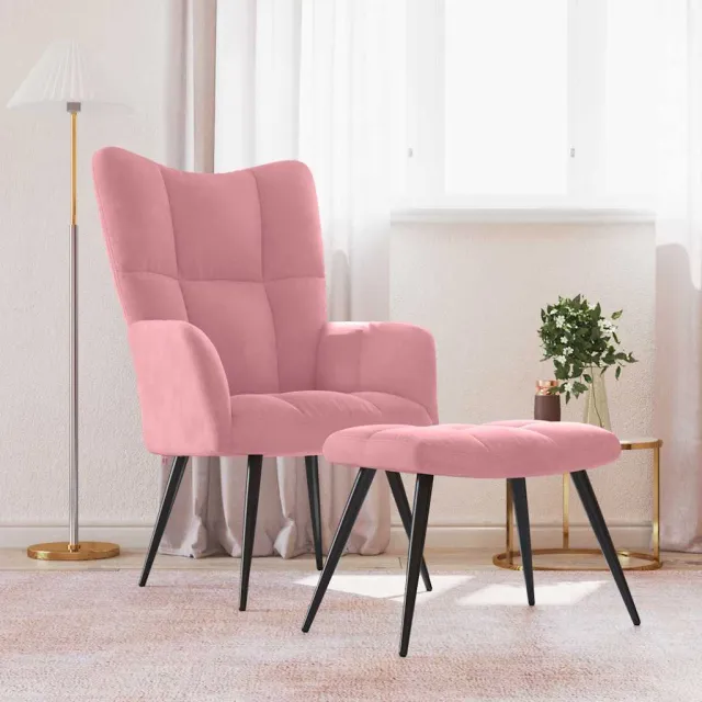 vidaXL Relaxstoel met voetenbank fluweel roze
