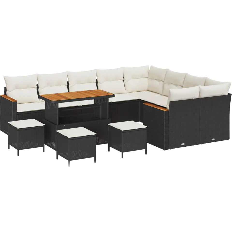 vidaXL Tuinbankenset 13 st Zwart poly rattan
