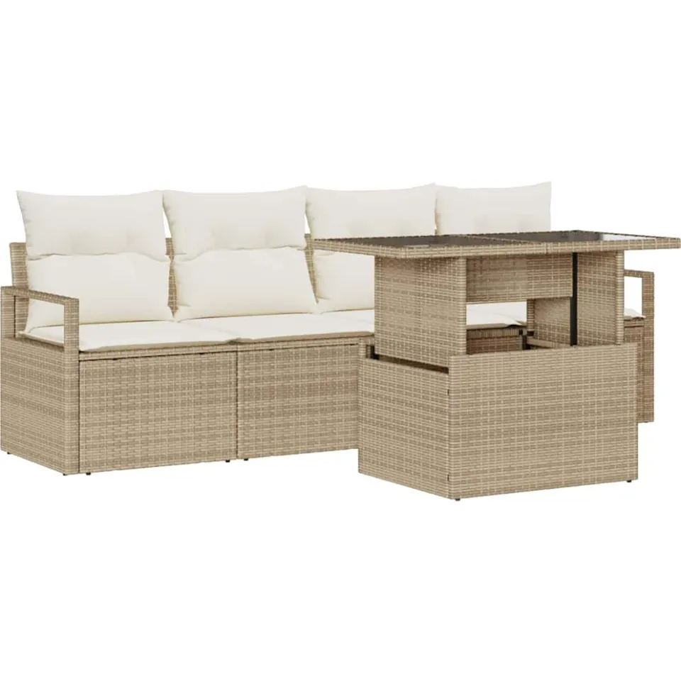 vidaXL Tuin Sofa Set 5 st Beige Poly riet