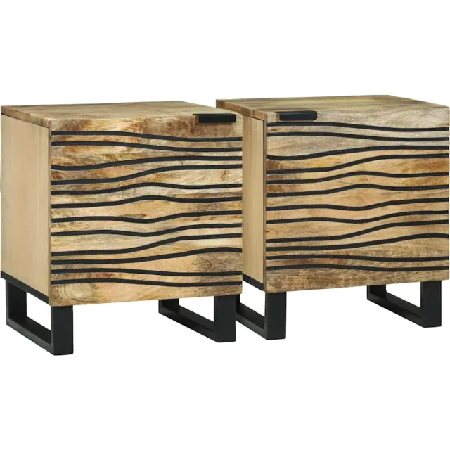 vidaXL Nachtkastje 2 st Naturel 40 x 33 x 46 cm Bewerkt hout Bruin