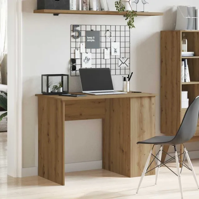 vidaXL Bureau 100x55x75 cm bewerkt hout artisanaal eikenkleur Bruin