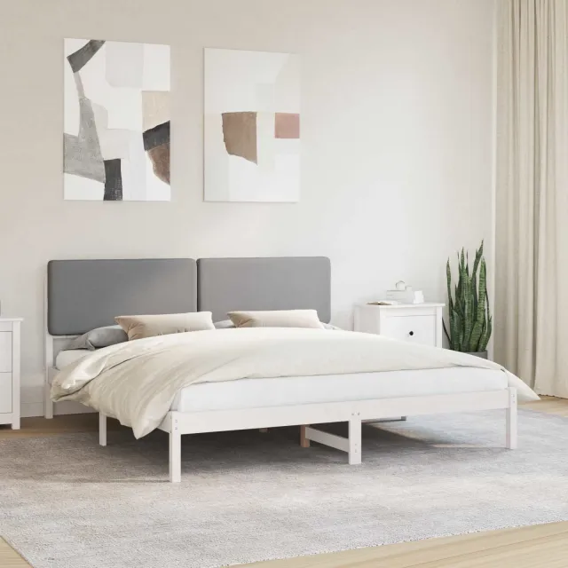 vidaXL Bedframe met Gevoerd Hoofdgedeelte Lichtgrijs 200 x 200 cm