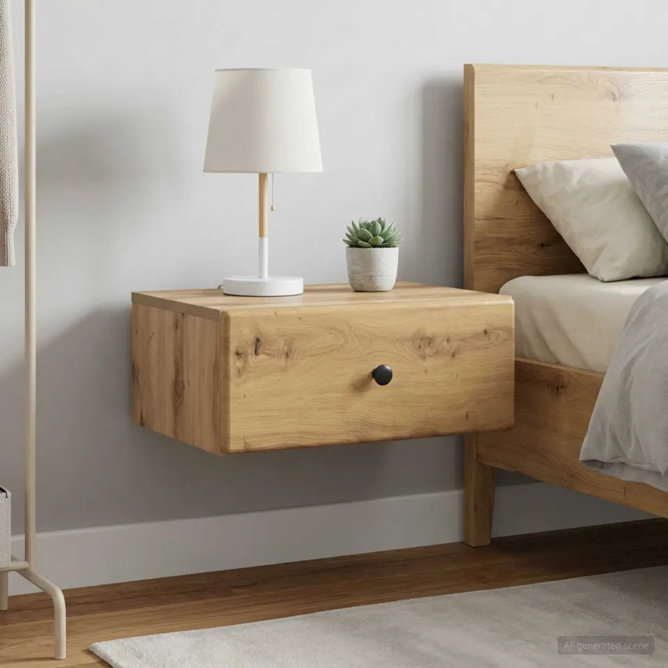 vidaXL Wandbeugel Bedkast 2 st Artisanaal eiken 49 x 34,5 x 20 cm, foto 3