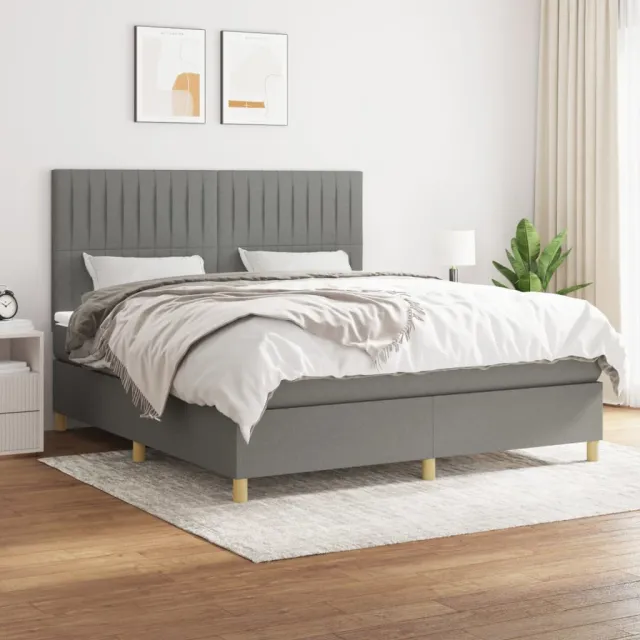 vidaXL Boxspring met matras stof donkergrijs 160x200 cm grijs
