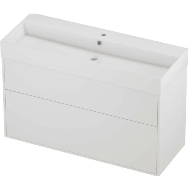 Proline Zara Badmeubelset Porselein Loft 1 Kraangat Voor Grepen 120x46x78 cm Glans Wit Mat White Mat Wit