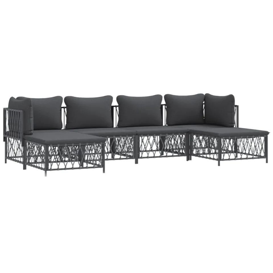 vidaXL 6-delige Loungeset met kussens staal antracietkleurig Anthraciet