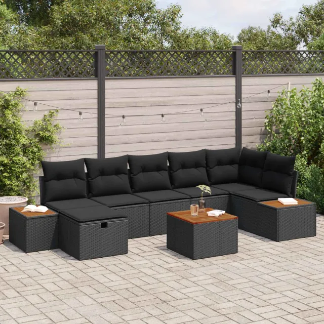vidaXL Tuin Sofa Set 8 st Zwart poly rattan, foto 2