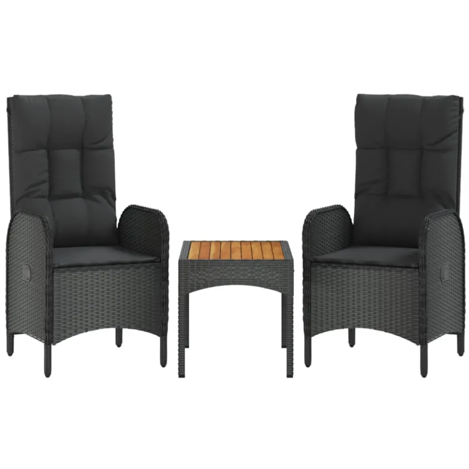 vidaXL 4-delige Tuinset met kussens poly rattan zwart, foto 3