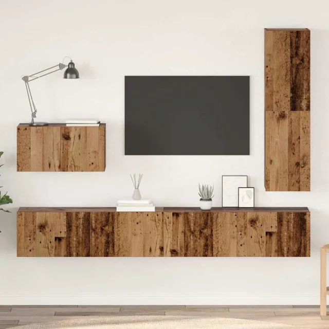 vidaXL Tv-meubelset 4 st 30,5 x 30 x 110 cm Oud Hout Bruin