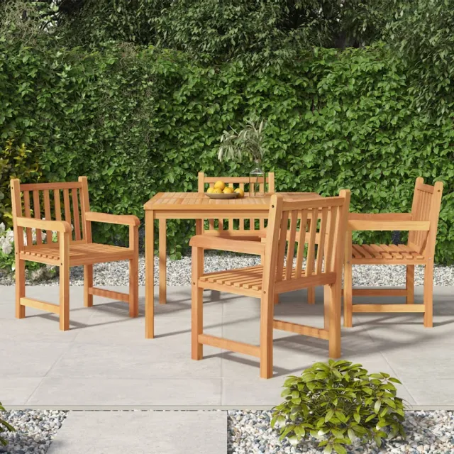 vidaXL 5-delige Tuinset massief teakhout bruin, foto 2