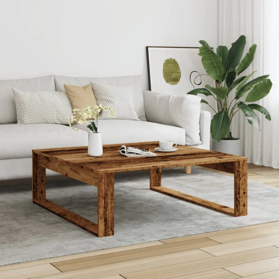 vidaXL Salontafel 100x100x35 cm bewerkt hout oude houtkleurig bruin, foto 2