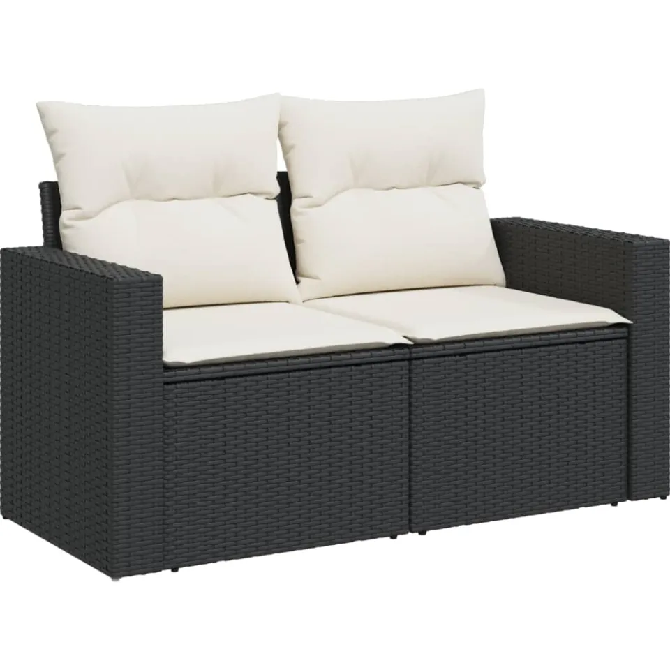 vidaXL 8-delige Loungeset met kussens poly rattan zwart