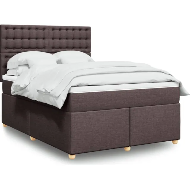 vidaXL Boxspring met matras stof donkerbruin 160x200 cm bruin