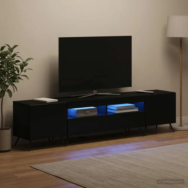 vidaXL LED tv-meubel BREDA 3 st Zwart Bewerkt hout