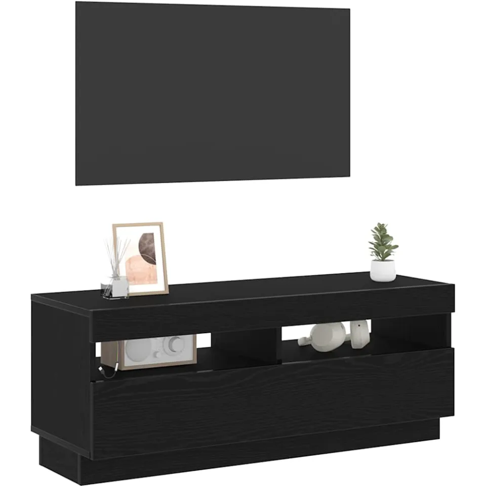 vidaXL TV-kast 100 x 35 x 40 cm Zwart Eiken Bewerkt hout, foto 3