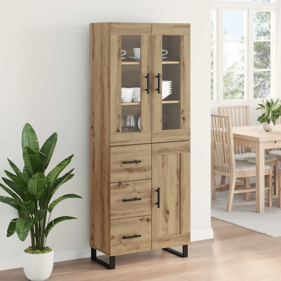 vidaXL Hoge kast 2 st Artisan Eiken 69,5 x 34 x 180 cm Bewerkt hout, foto 4