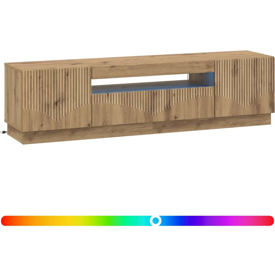 vidaXL LED tv-meubel Artisanaal eiken Bewerkt hout Bruin