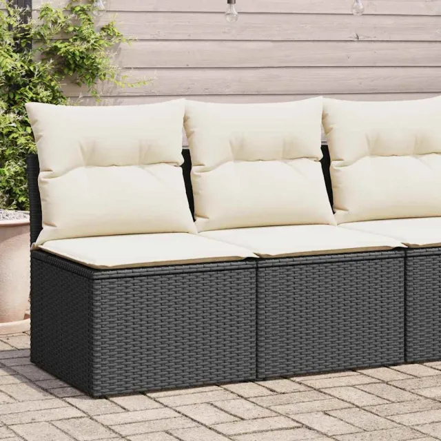 vidaXL 2-delige Loungeset met kussens poly rattan acacia zwart, foto 2